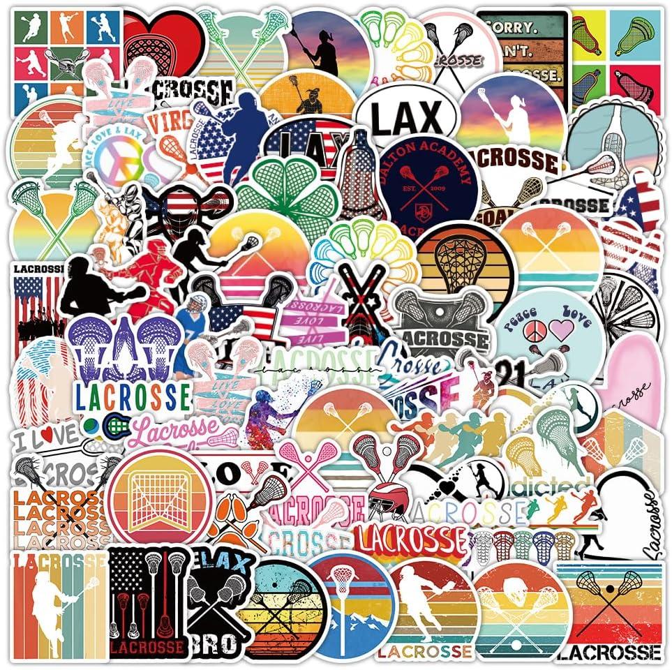 100 Pcs Sports Ball Stickers - Waterproof Removable Vinyl Stickers with Assorted Ball Designs - Suitable for Water Bottles, Laptops, Helmets, and Phone Cases (Lacrosse Stickers)