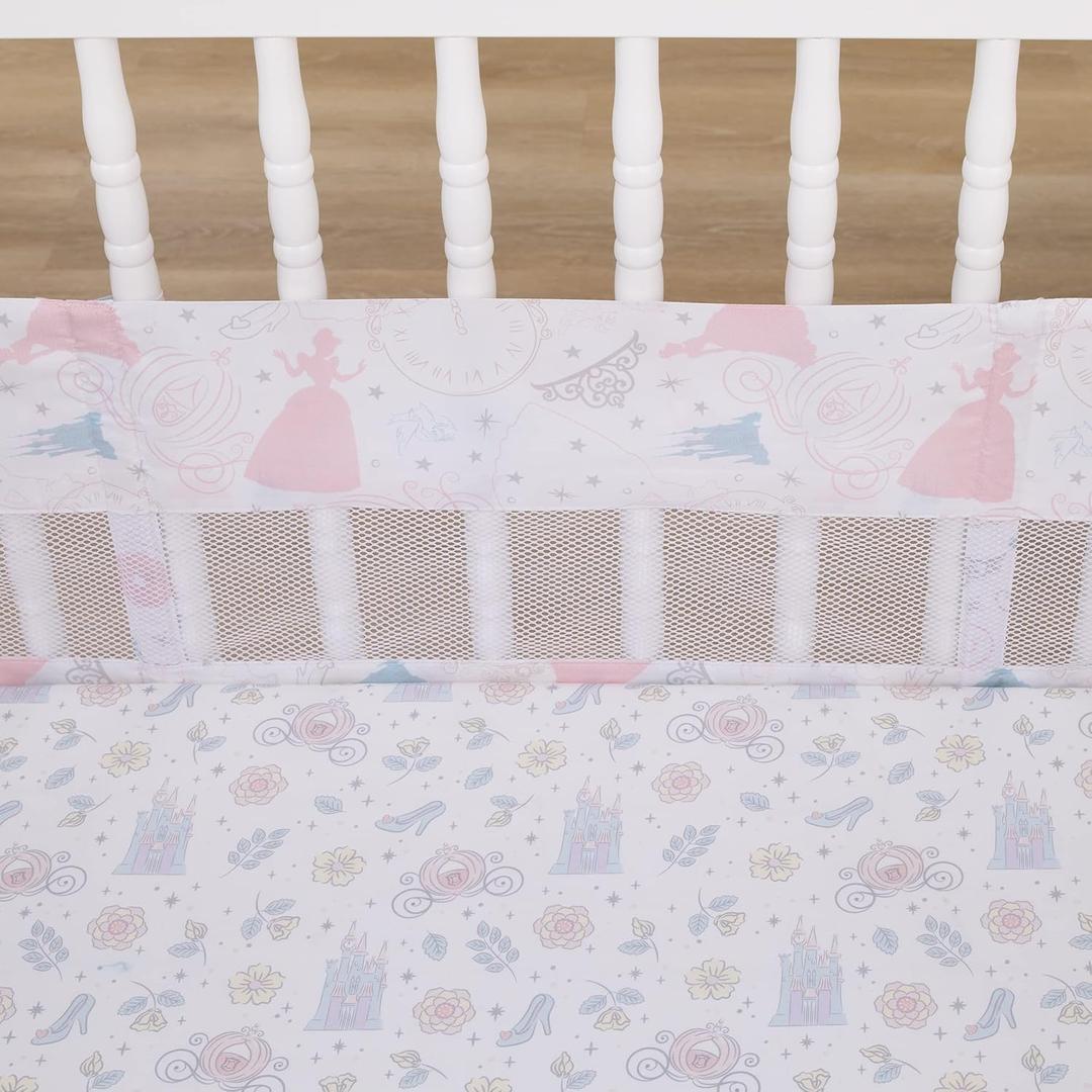 Disney Sweet Princess Pink, Light Blue, and White Cinderella Secure-Me Crib Liner