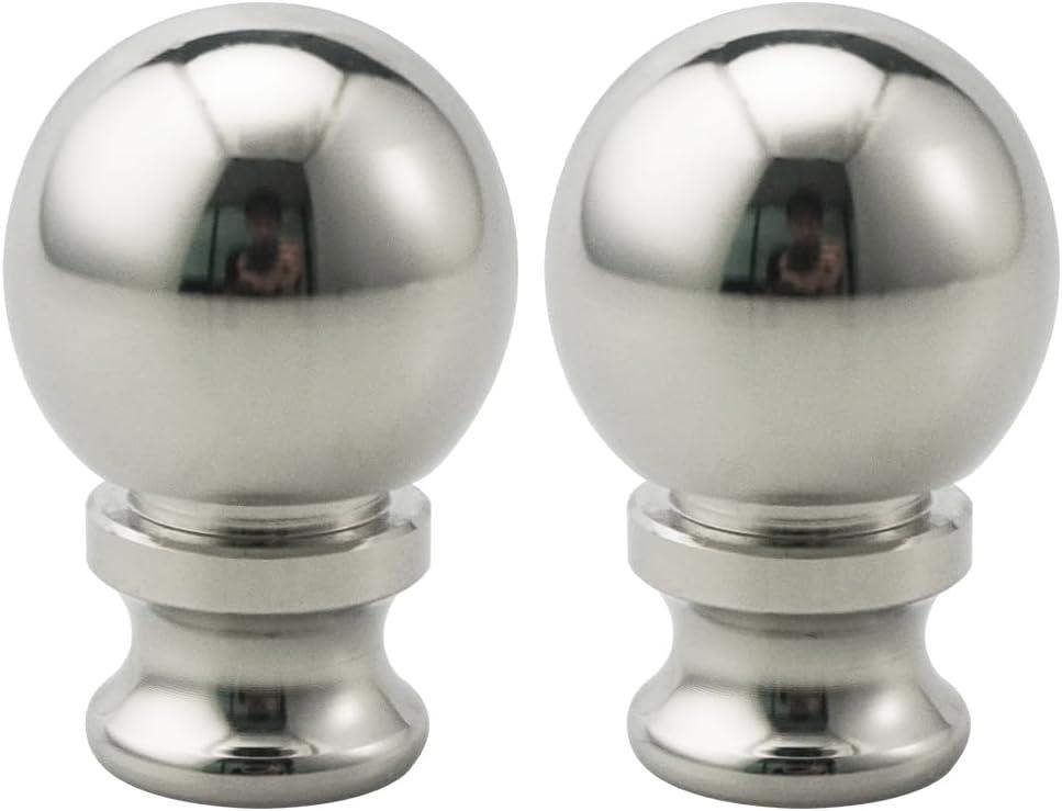 2 Pieces Lamp Finials, Nickel Finial for Lamps, Lamp Shade Nut Screw Cap, Metal Knob Topper Finial, for Decorative Replacement DIY Table or Floor Light Lampshade Holder Harp Adapter (1.5inch Tall Metal)