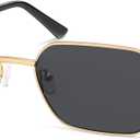 AMOMOMA Retro Rectangle Sunglasses for Womens 90s Y2k Narrow Square Sunglasses Metal Frame Polarized AM6641
