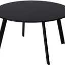 Patio Coffee Table - Metal Steel Outdoor Round Table Weather Resistant Anti-Rust Outdoor Table (Black) (Pack of 1)