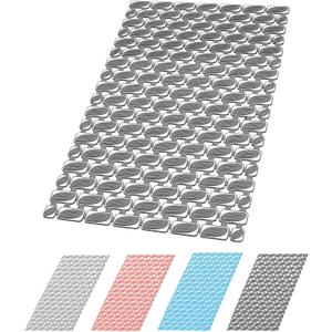Shower Mat Non Slip Bathtub Mat with Leaf Design, 27''x16'' Shower Mats for Inside Shower with 117 Suction Cups & Drain Holes, Eco-Friendly TPE+PP, Machine Washable, Easy to Cut, Deep Grey