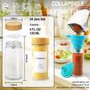 AISIPRIN Glass Spice Jars with 398 Labels-4oz 24 Pcs,Round Seasoning Jars with Bamboo Airtight Lids,Spice Container Set -Shaker Lids, Funnel,Brush and Marker Included
