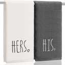 Tingjoo 2 Pcs His and Hers Hand Towels 100% Cotton Embroidered Bathroom Towel Wedding Gift for Valentine's Day Couple, Anniversary Bathroom Decor, 29 x 13 Inch