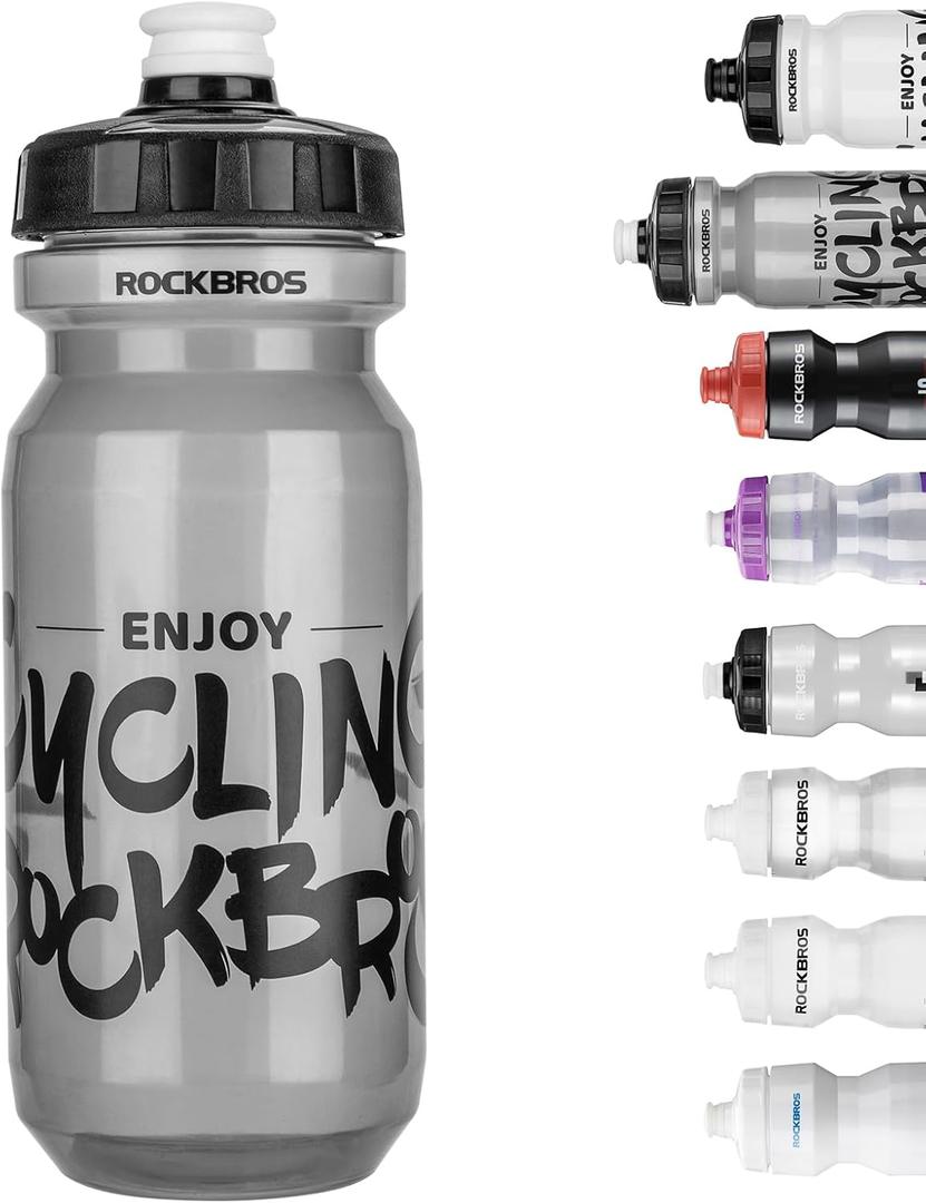 ROCKBROS Cycling Water Bottle, 20-25oz Cycling Bottle,Without BPA and BPS (20oz Transparent Black)
