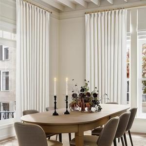 TWODRAPES 102 Inch Long Curtains Extra Wide 70 Inch Width Pinch Pleat Linen Curtains for Living Room Cream Light Filtering Privacy Pleated Hooks Rings Back Tab for Sliding Door 2 Panel