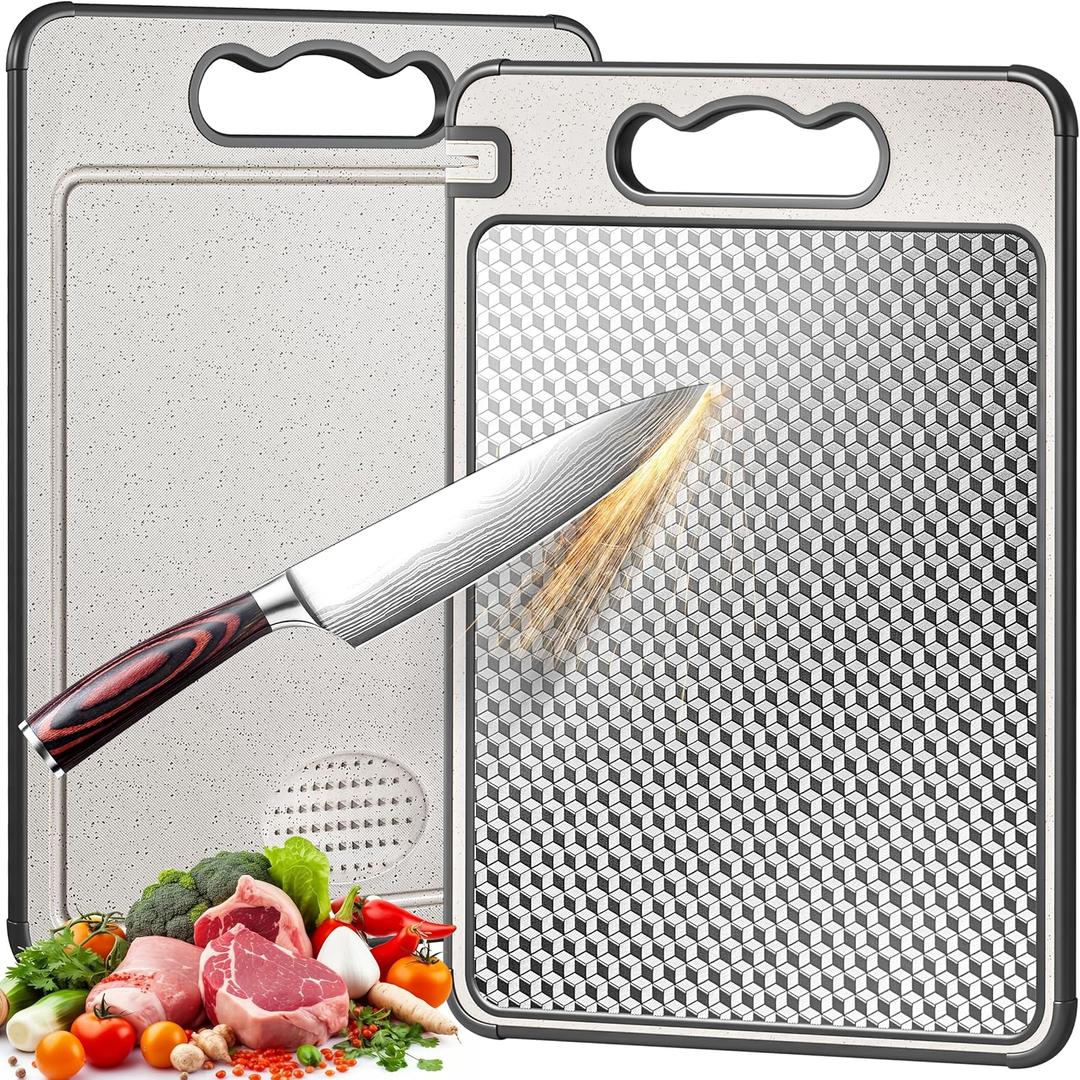Titanium Cutting Board Double Sided 14.49.8,Titanium/Wheat Straw Non Toxic Lightweight Chopping Board for Kitchen,Separately Handle Meat and Vegetable,Scratch Resistant Mesh Design,Dishwasher Safe Titanium Cutting Board Double Sided 14.49.8,Titanium/Wheat Straw Non Toxic Lightweight Chopping Board for Kitchen,Separately Handle Meat and Vegetable,Scratch Resistant Mesh Design,Dishwasher Safe