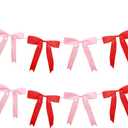 2pcs Pink & Red Bow Garland Banner, Bow Satin Ribbon Decorations for Christmas Valentine Holiday Birthday and Bridal Shower Party Decor (Red & Pink)