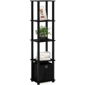 FURINNO Decorative Shelf With Bin, Black