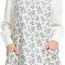 Cozy Adjustable Cross Back Aprons for Women with Pockets Cotton Linen Cooking Kitchen Baking ( No Size )