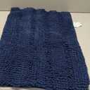 H.VERSAILTEX Bathroom Rugs Bath Rugs for Bathroom Non Slip Bath Mats Extra Thick Chenille Striped Rug 17" x 24" Absorbent Soft Shaggy Washable Dry Fast Bath Mats for Bath Room Floor - Navy