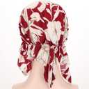 beauty YFJH Women Stretch Cotton Print Sleep Turban Hat Headwear Scarf Chemo Beanie Cap for Cancer Hair Loss (One Size, Red Flower)