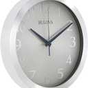 Bulova Winston Wall Clock C4844 | 10" Diameter | Metal Design with Diamond Cut Edges | Silent Sweep Quartz Movement | Easy-to-Read Arabic Numerals