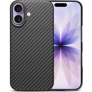 GIMENOHIG Aramid Carbon Fiber Case for iPhone 17, Fit for MagSafe, Aluminum Alloy Metal Lens Protection Black