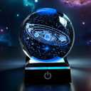 3D Solar System Crystal Ball with LED Touch Base for Bedroom Decor, 60mm 2.4inch - Outer Space Astronomy Gifts, Solar System Globe Colorful Night Light
