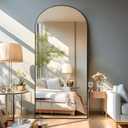 NicBex Oversized Full-Body Mirror, Large Arched Full Length Mirror with Stand, 76"x35" Aluminum Alloy Frame Oversized Floor Mirror, Black - Free Standing, Leaning Against Wall or Wall-Mounted