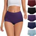 ALLBASE 5 Pack Womens Cotton High Waisted Full Coverage Underwear(Regular & Plus Size) (Blue, XL)