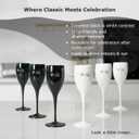 Acrylic Champagne Flutes Colorful & Reusable Plastic Champagne Glasses for Mimosa Bar, Brunch, Weddings, Parties 6-Pack Mixed Colors Stemmed Acrylic Wine Glasses (Black and White)