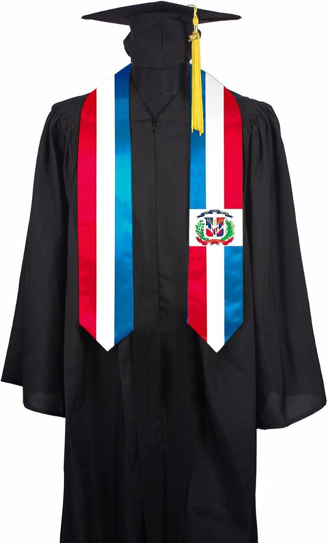 3 x Dominican Republic Flag Graduation Stole Sash, Dominican Republic Flag Graduation Shawl Sash Stole Wraps Scarf For International Study Pride Women Men