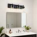 IZORRO Bathroom Vanity Light Fixture, 3-Light 22 Inch Matte Black Bathroom Light Fixtures Over Mirror, with Clear Glass Shade, Modern Farmhouse Vanity Lights, Rustic Restroom Lighting Fixtures