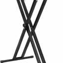 Keyboard Stand Heavy-Duty Double-X, Adjustable Piano Keyboard Stand with Double Bracing and Locking Straps. 7 Level Height Adjustment (KS-20M)