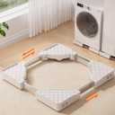 Adjustable Appliance Rollers Heavy Duty, Mobile Mini Fridge Stand Washer and Dryer Stand with 16 Hidden Silent Locking Wheels, Anti Vibration Washing Machine Pedestal Multi-Functional Base for Dryer (White)