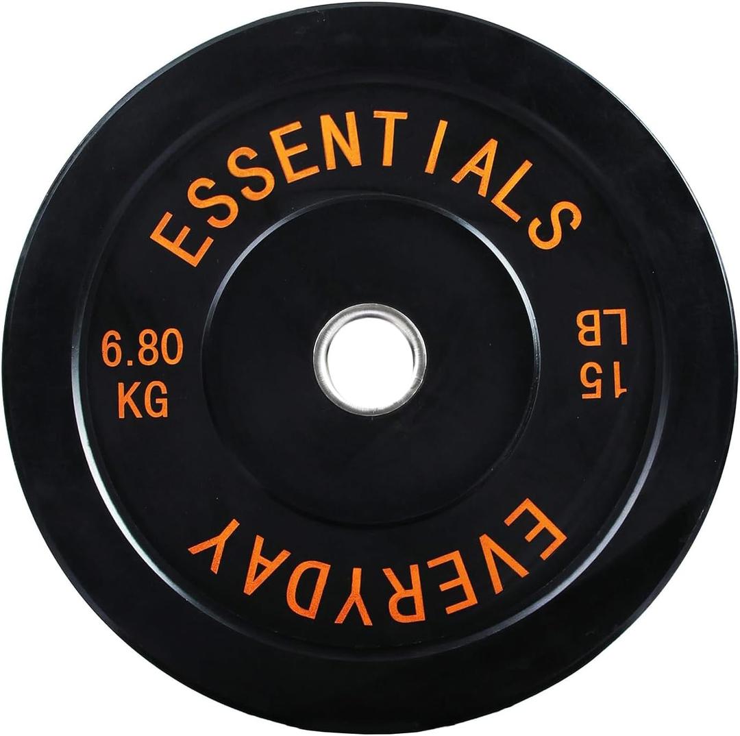 Color-Coded Bumper Plates with Weight Labels, 2" Olympic Weight Plates for Strength Training & Weightlifting, Fits Olympic Bars & Home Gym Equipment, 15-55lbs