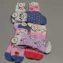 ANTSANG Kids Girls Toddlers Fuzzy Grips Socks with Grippers Non Slip Fluffy Warm Cozy Cabin Plush Crew Socks 6 Pairs (8-12 Years, Cat)