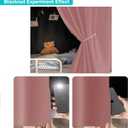 NKM Pink Blackout Bunk Bed Curtains with Canopy Bed Frame,Bunk Bed Tent for Top Bunk,Suitable for Single Bed in Student Dorm, 35.4"W x 74.8"L