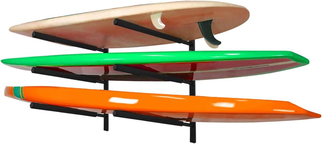Yes4All Heavy Duty Steel Wall Mount Paddle Board Racks, Surfboard Holder, Suitable for Both Indoor and Outdoor Storage (A. Black - Steel)