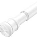 AIZESI Tension Curtain Rod for Windows 45 to 77 Inch, Adjustable Expandable Spring Curtain Rods No Drilling, Non Slip Curtain Rod for Bedroom Doorway Closet Door, White