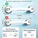 Upgraded Powerful Suction Cup Shower Grab Bars for Seniors Bathroom Suction Cup 2Pcs 16.21In Shower Handles for Removable Handrails for Seniors Elderly Heavy Duty Safety Grip Waterproof Drill Free