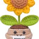 Funny Positive Crochet Sunflower, Wool Knitting Sunflower Plant Thank You Gift with Card, Coworker Appreciation Gift for Coworker Friend (Good Lucky)