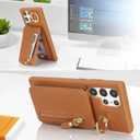 for Samsung Galaxy S22 Ultra Phone case with Card Holder with Compatible magsafe Magnetic, Key Chain PU Leather Flip Kickstand Detachable 2-in-1 Wallet case Women Men-Brown