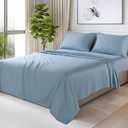 SONORO KATE 100% Egyptian Cotton Sheets - 1200 Thread Count, Luxury & Cooling Hotel Cotton Bed Sheets Set 4 Piece, Sateen Weave for Soft Feel, Fits Upto 16" Mattress (French Blue, Queen)
