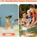 Dog Washing Hose Attachment for Pet Bathing with Black 3 Way Shower Diverter, Dog Wash Hose Nozzle Shampoo Sprayer for Pet Grooming Shower, Dog Shower Attachment for Bathroom