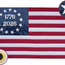 Bradford 1776 2026 Bennington 250 Anniversary Betsy Ross Flag 3x5 ft Outdoor Embroidered 13 Colonies Flags USA 250th American Flag with 2 Brass Grommets