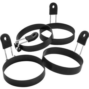 COTEY Large 3.5" Nonstick Egg Rings Set of 4, Round Crumpet Ring Mold Shaper for English Muffins Pancake Cooking Griddle - Portable Grill Accessories for Camping Indoor Breakfast Sandwich Burger