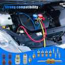 17PCS Car Air Conditioning Valve Core Kit, R12 R134A Teflon Seal Cap Valve Kit with Removal Tool for High Low-Pressure A/C Service Port, Car & HVAC AC Refrigerant Tool (Red)