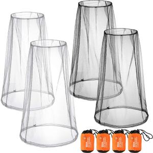 HESTYA 4 Pack Mosquito Bug Net Mesh for Head Mosquito Net Face Fly Netting Hood from Insect Bugs Gnats for Outdoor