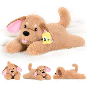 PEACH CAT 25.6 inch 5 lbs Golden Retriever Dog Weighted Stuffed Animals Large Weighted Plush Soft Puppy Plushies Toys Gifts for Kids Adults