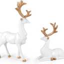 Reindeer Ornaments Statue,Reindeer Christmas Decoration,Deer Gifts for Women, Mom Gifts,Deer Decorations Applicable Home, Office,Bookshelf TV Stand, Shelf, Living Room(Origami Big, White)