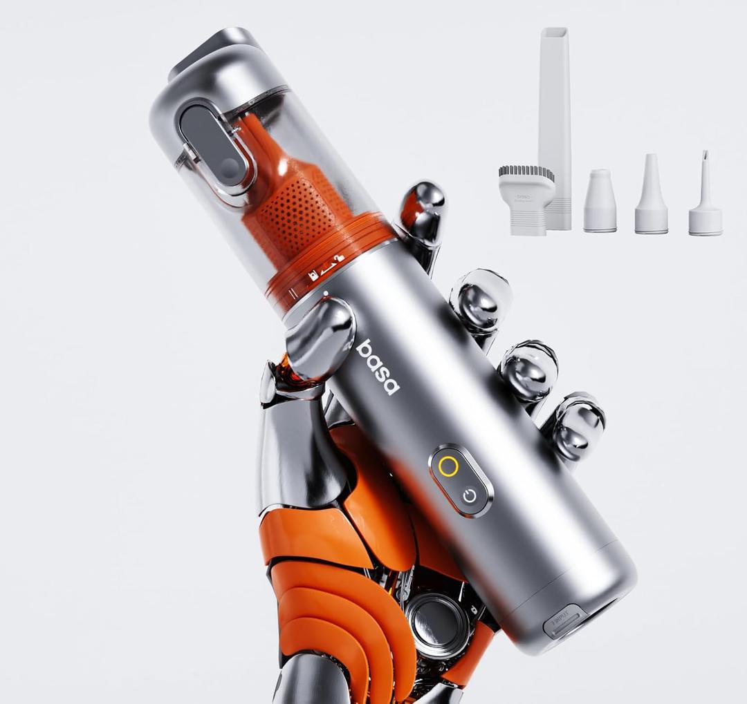 Pocket Car Vacuum with Accessory Kit 6pcs, Cordless, 50 Mins Runtime, 17000pa, 2.5H Type-C Fast Charge, Mini Handheld Vacuum for Home and Outdoor, M3