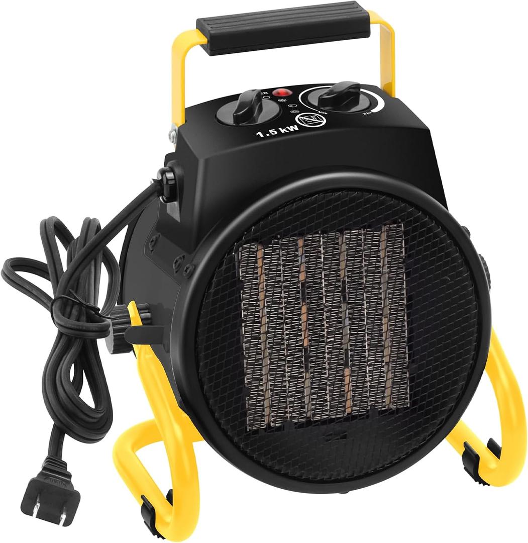 Outdoor Heaters for Patio, 1500W Electric Garage Heater with Overheat Protection, 3S Fast Heating, 3 Modes, Portable Space Heater for Patio, Garage, Greenhouse, Indoor, Black