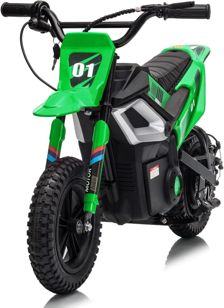 Garvee Electric Dirt Bike for Kids 10-12 Years, 350W Motor 14MPH Off-Road Motorcycle, 12" Fat Tire & Suspension, 24V Rechargeable Battery, 130lbs Load, Ideal Teen Boys Gift