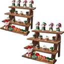 2Pcs Wooden Cupcake Stand - 4 Tier Cupcake Display Stand, Rustic Tiered Display Stand, Tool Free Installation Cupcake Stand for Birthday Party Decoration Supplies - Rustic Wood 