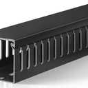 ZhiYo 2x2in Cable Raceway, Server Rack Cable Management Under Desk Cord Organizer, Electrical Safe PVC Cable Hider Open Slot Wire Raceway for Network/PC/TVs, Wire Duct Black