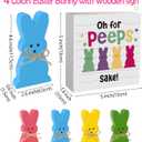 3 x WOHOHOHO 5Pcs Easter Bunny Wooden Dcor, 4 Pcs Bunny with Funny Easter Bunny Wooden Box Sign, Oh for Peeps Gift Wood Rabbit Tiered Table Decor for Farmhouse Kitchen Bathroom Office Party Supplies