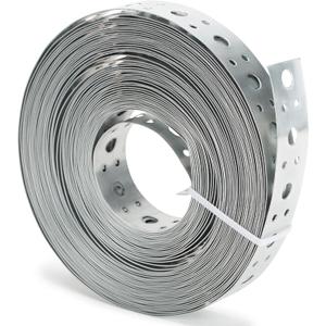 Galvanized Metal Strap 1-Inch x 50Feet, 23-Gauge Pipe Hanger Strap Metal Strapping with Holes Plumbers Strap DIY Cutting for Pipe Supports Hanging