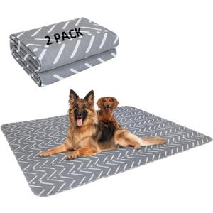 PUPTECK Reusable Dog Pee Pads Washable - Waterproof Puppy Potty Training Pads Whelping Mat, Fast Liquid Absorbing Non-Slip Pet 48" x 60" (48x60 Inch (Pack of 2), Gray)